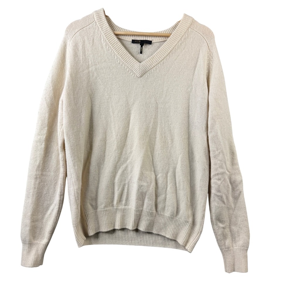 Maje‎ H18METRO Ecru Wool Cashmere Blend V-Neck Pullover Sweater Mens Size 2